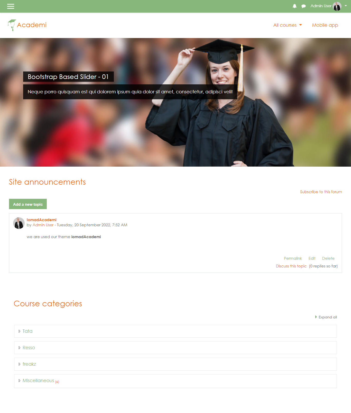 Academi – Responsive theme for Moodle™ software